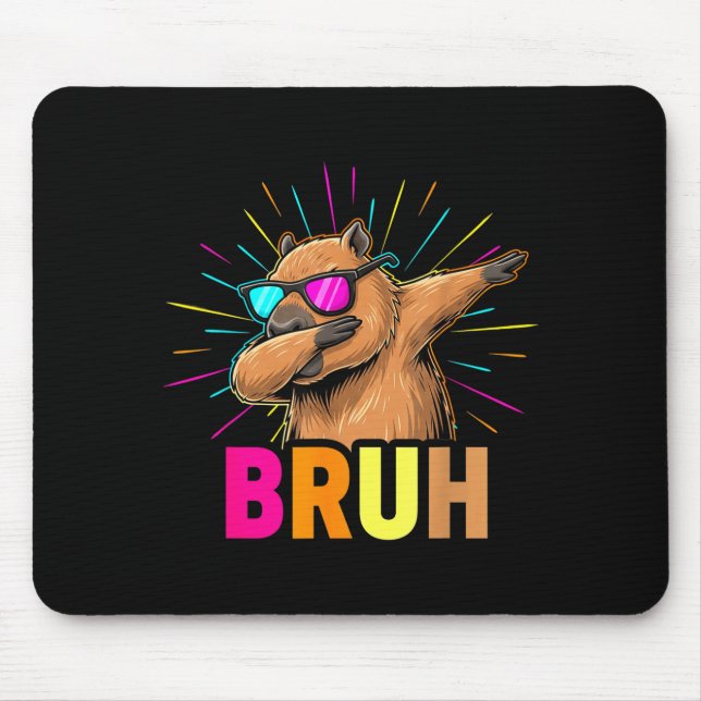 Cute Dabbing Capybara Funny Animal Meme Capy Lover Mouse Pad (Front)