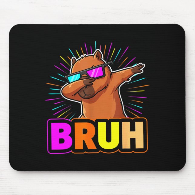 Cute Dabbing Capybara Funny Animal Meme Capy Lover Mouse Pad (Front)