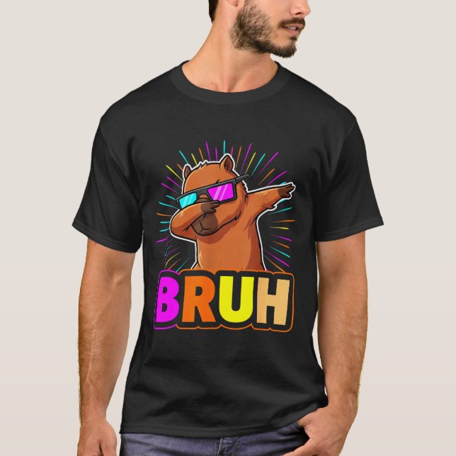 Cute Dabbing Capybara Funny Animal Meme Capy Lover T-Shirt (Front)