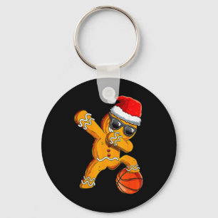 Cute Dabbing Christmas Gingerbread Cool Basketball Keychain