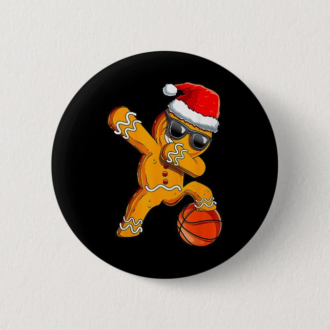 Cute Dabbing Christmas Gingerbread Cool Bysketbyll 2 Inch Round Button (Front)