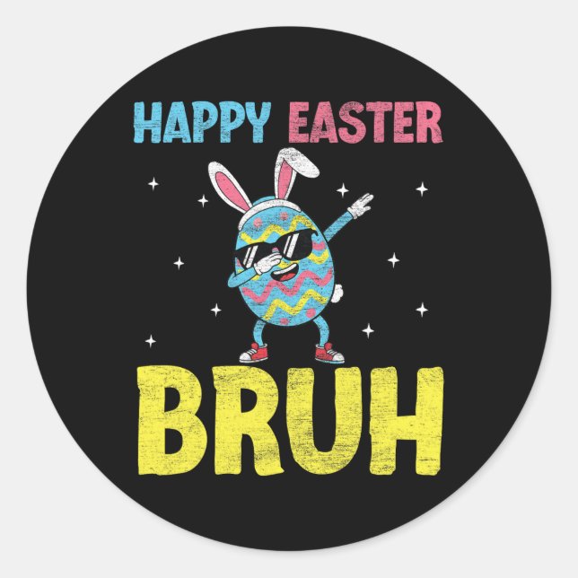 Cute Dabbing Easter Egg Bunny Cute Dab Dance Bruh  Classic Round Sticker (Front)