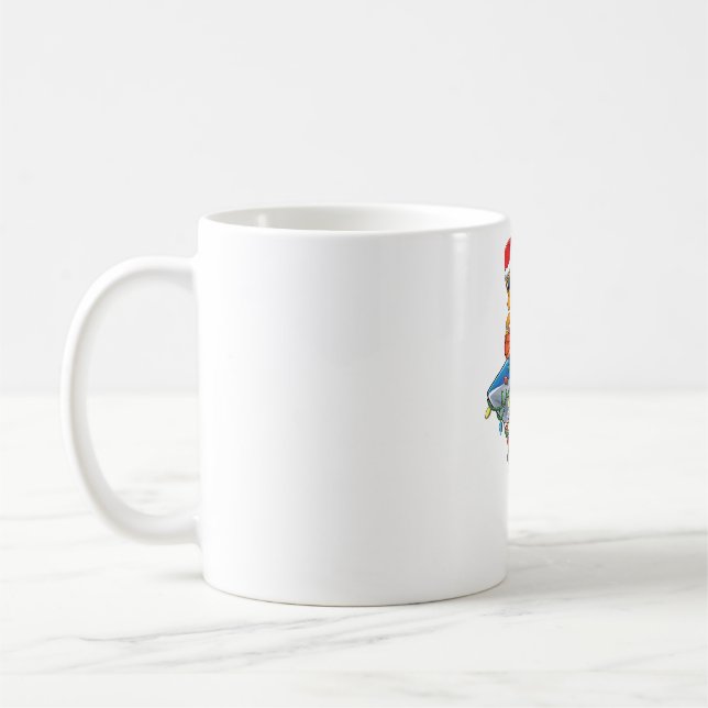 Cute Dabbing Gingerbread Man Dab Shark Basketball  Coffee Mug (Left)