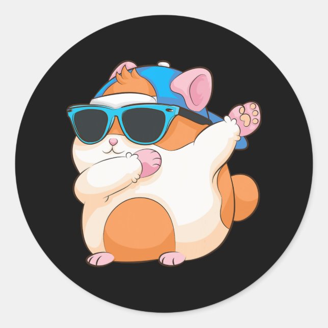 Cute Dabbing Hamster Funny Famous Dab Dance Pose P Classic Round Sticker (Front)
