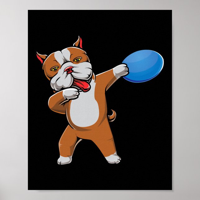 Cute Dabbing Pitbull Disc Golf Lover Pit Bull Pet  Poster (Front)