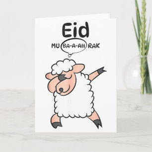 Cute Dabbing Sheep Eid Mu-ba-a-ah-rak Eid Al Adha  Card