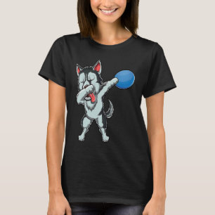 Cute Dabbing Siberian Husky Dog Dab Disc Golf Love T-Shirt