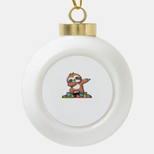 Cute Dabbing Sloth Autism Awareness Autistic Kids  Ceramic Ball Christmas Ornament