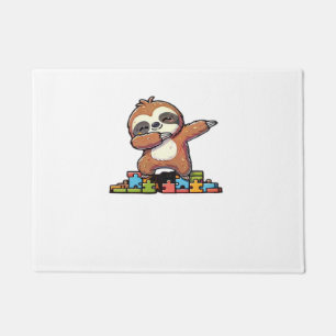 Cute Dabbing Sloth Autism Awareness Autistic Kids Doormat