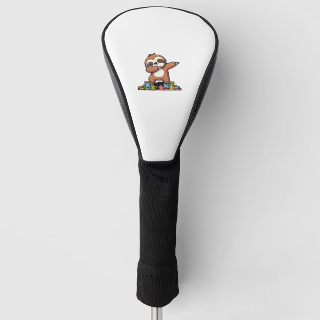 Cute Dabbing Sloth Autism Awareness Autistic Kids  Golf Head Cover (Front)