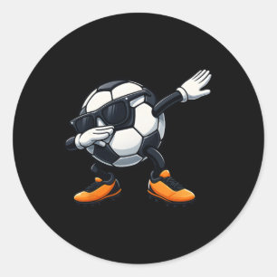 Cute Dabbing Sungles Footbyll Soccer Byll Cartoon Classic Round Sticker
