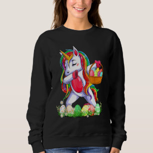 Cute Dabbing Unicorn Easter Eggs Baskets Easter Pa Sweatshirt