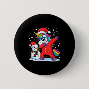 Cute Dabbing Unicorn Funny Christmas Snowman Dab X 2 Inch Round Button