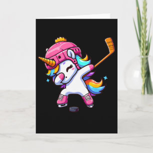 Cute Dabbing Unicorn Ice Hockey Girl Funny Ice Hoc Card