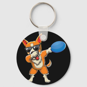 Cute Dabbing Welsh Corgi Cattle Herding Dog Disc G Keychain