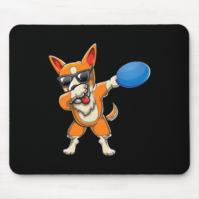 Cute Dabbing Welsh Corgi Cattle Herding Dog Disc G Mouse Pad (Front)