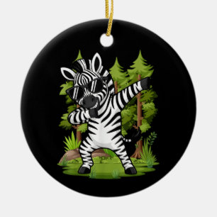Cute Dabbing Zebra Funny Zebra Dance Animal  Ceramic Ornament
