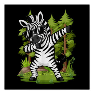 Cute Dabbing Zebra Funny Zebra Dance Animal  Poster