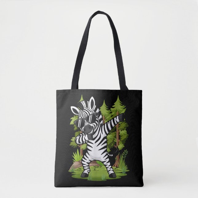 Cute Dabbing Zebra Funny Zebra Dance Animal  Tote Bag (Front)