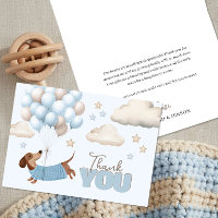 Cute Dachshund and Balloons Boy Baby Shower
