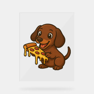 Cute Dachshund cartoon pizza pizza lover dog Acrylic Sign