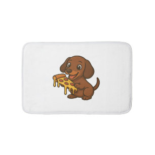 Cute Dachshund cartoon pizza pizza lover dog Bath Mat