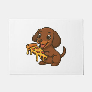 Cute Dachshund cartoon pizza pizza lover dog Doormat