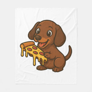 Cute Dachshund cartoon pizza pizza lover dog Fleece Blanket
