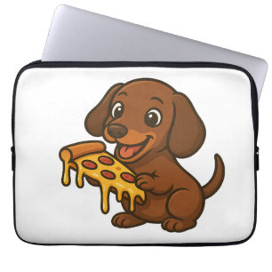 Cute Dachshund cartoon pizza pizza lover dog Laptop Sleeve
