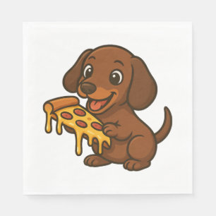 Cute Dachshund cartoon pizza pizza lover dog Napkin