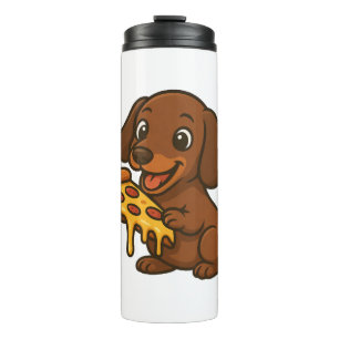 Cute Dachshund cartoon pizza pizza lover dog Thermal Tumbler