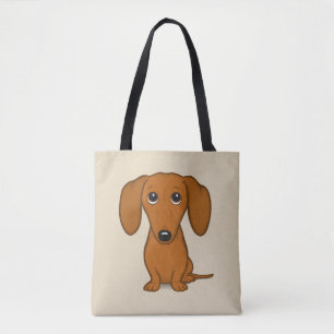 Cute Dachshund   Cartoon Wiener Dog Tote Bag
