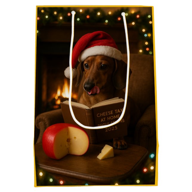 Cute Dachshund Cheese Tax Christmas gift bag  (Back)