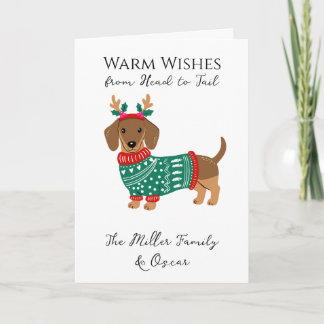 Cute Dachshund Christmas Card - Warm Wishes Head 
