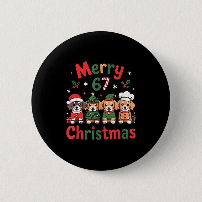 Cute Dachshund Christmas Design Funny Holiday Dog  2 Inch Round Button (Front)