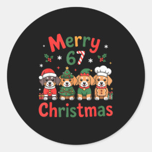 Cute Dachshund Christmas Design Funny Holiday Dog Classic Round Sticker