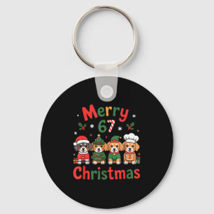 Cute Dachshund Christmas Design Funny Holiday Dog Keychain