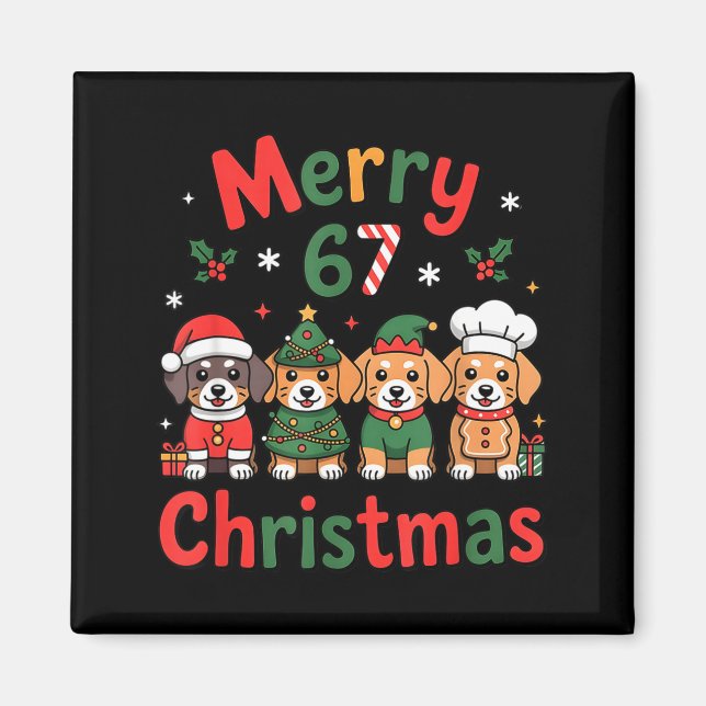 Cute Dachshund Christmas Design Funny Holiday Dog  Magnet (Front)