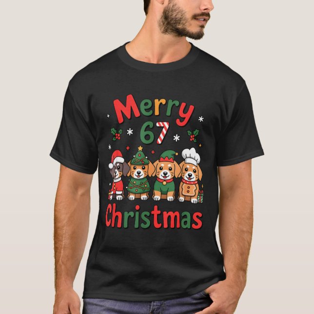 Cute Dachshund Christmas Design Funny Holiday Dog  T-Shirt (Front)