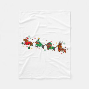 Cute Dachshund Christmas Parade Christmas Fleece Blanket