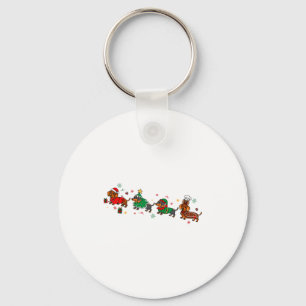 Cute Dachshund Christmas Parade Christmas Keychain