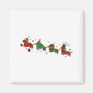 Cute Dachshund Christmas Parade Christmas  Magnet