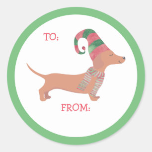 Cute Dachshund Christmas puppy dog lover Classic Round Sticker