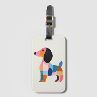 Cute Dachshund Colour Block Luggage Tag