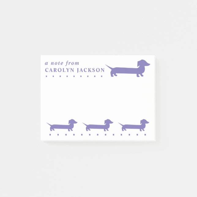 Cute Dachshund Custom Purple Post-it Notes (Front)