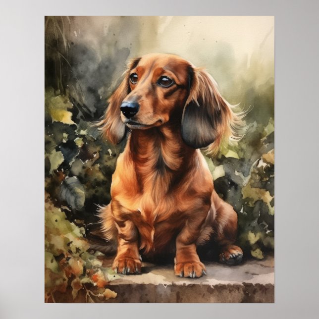 Cute Dachshund Dog Art Print Poster (Front)