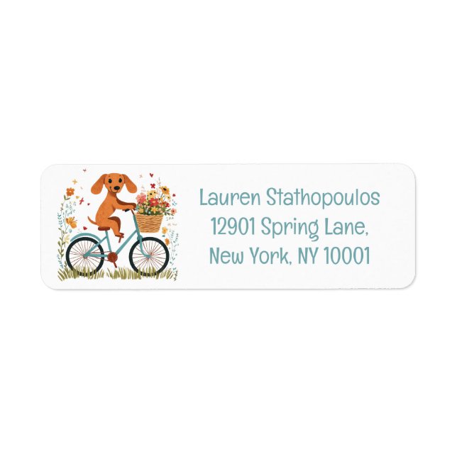 Cute Dachshund Dog Biking Spring Flowers (Front)