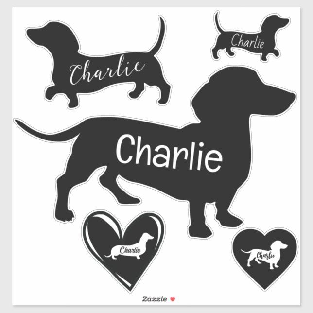 Cute Dachshund Dog Black and White Customizable (Sheet)