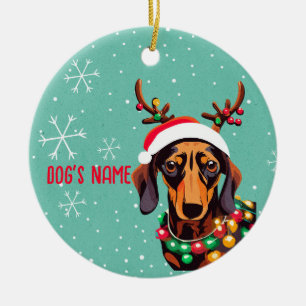 Cute Dachshund Dog Christmas Personalized Ornament