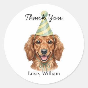 Cute Dachshund Dog Custom Birthday Favor Gift  Classic Round Sticker